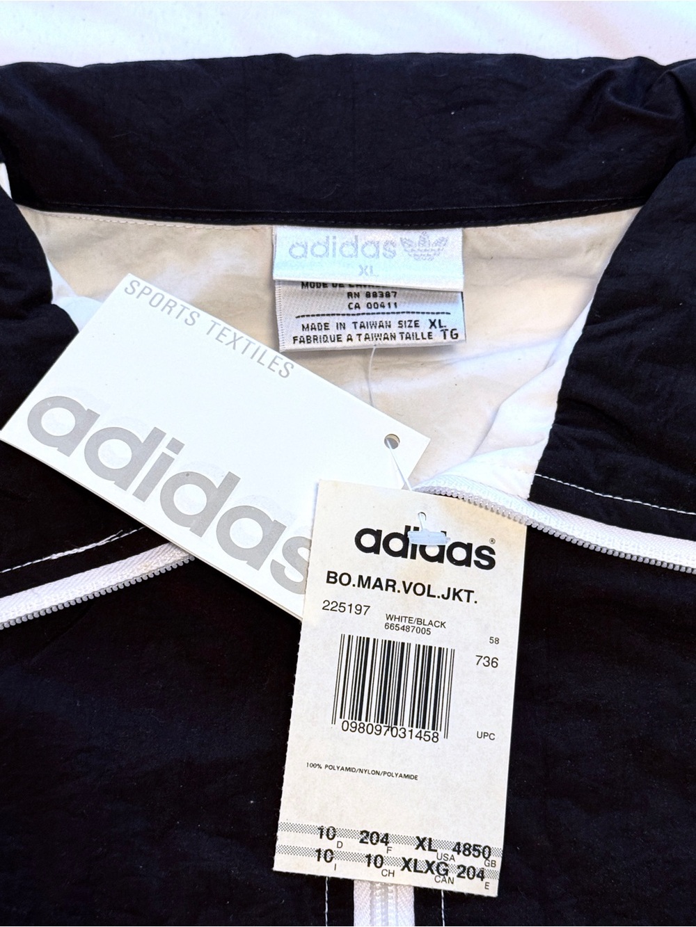 Vintage 1994 BOSTON MARATHON adidas (XL) Running Jacket-Black&White-NEW W/ TAGS - Picture 8 of 9